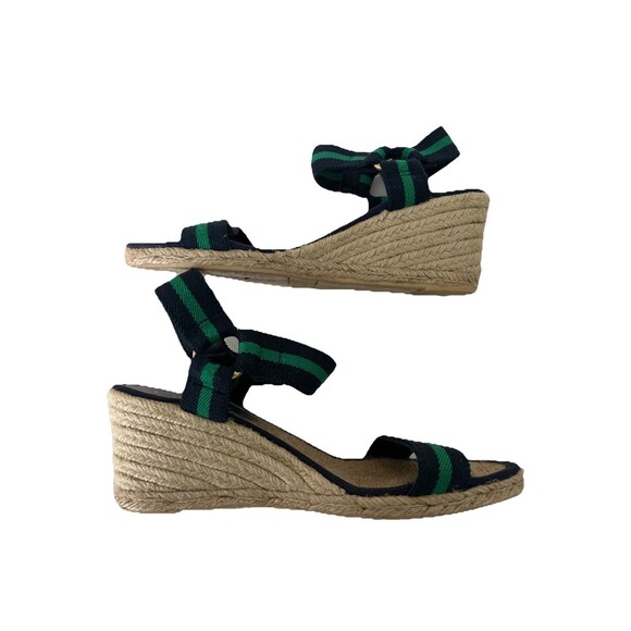 New Ralph Lauren Wedge Sandal Womens Green Blue Ilene Espadrille Ankle Strap 6B - Picture 2 of 9